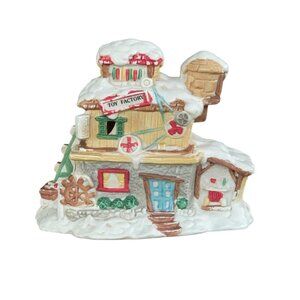 Santas Toy Factory Village  Vintage Porcelain Lighted Christmas House Decoration